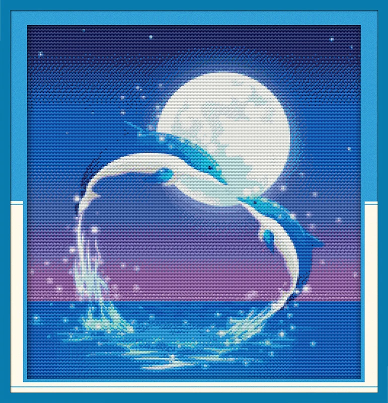 The covenant of the dolphins cross stitch kit 14ct 11ct pre stamped canvas cross stitching