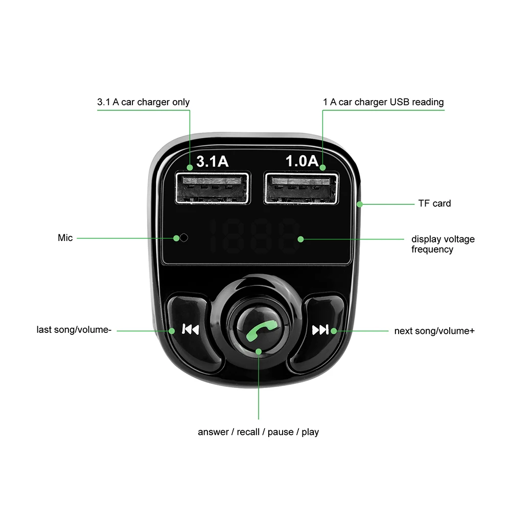 ONEVER fm-передатчик беспроводной Bluetooth автомобильный комплект громкой связи MP3 плеер LED Dual USB быстрое зарядное устройство напряжения дисплей Micro SD TF автомагнитола fm трансмиттер car-styling фм модулятор