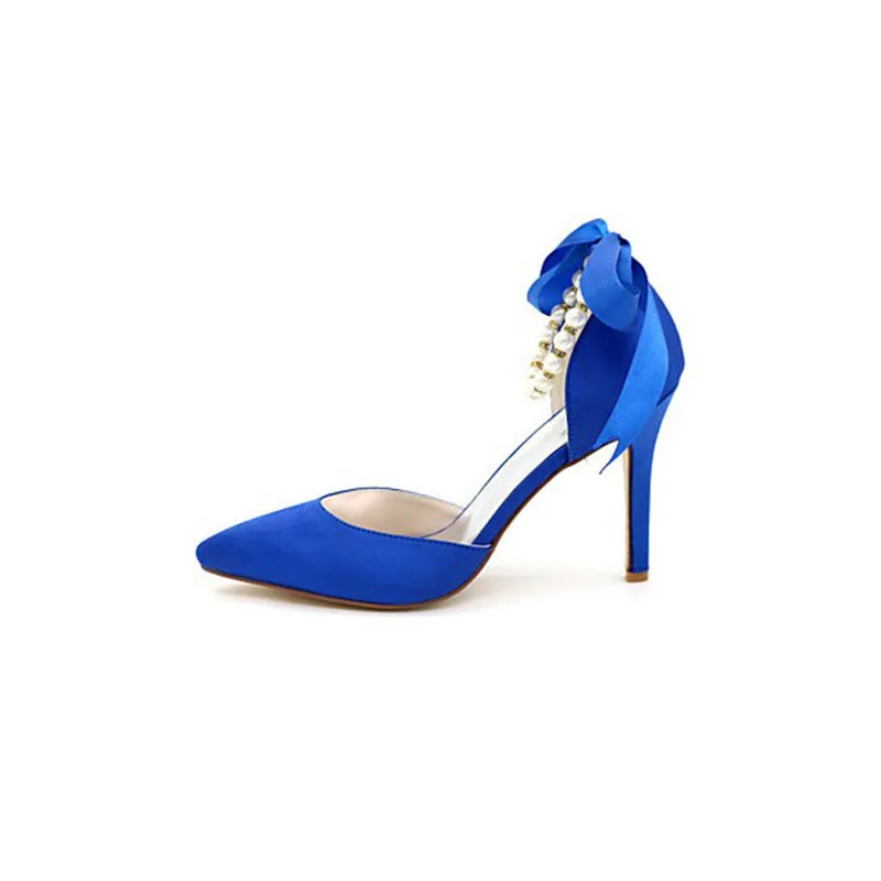 camellia blue bow heel