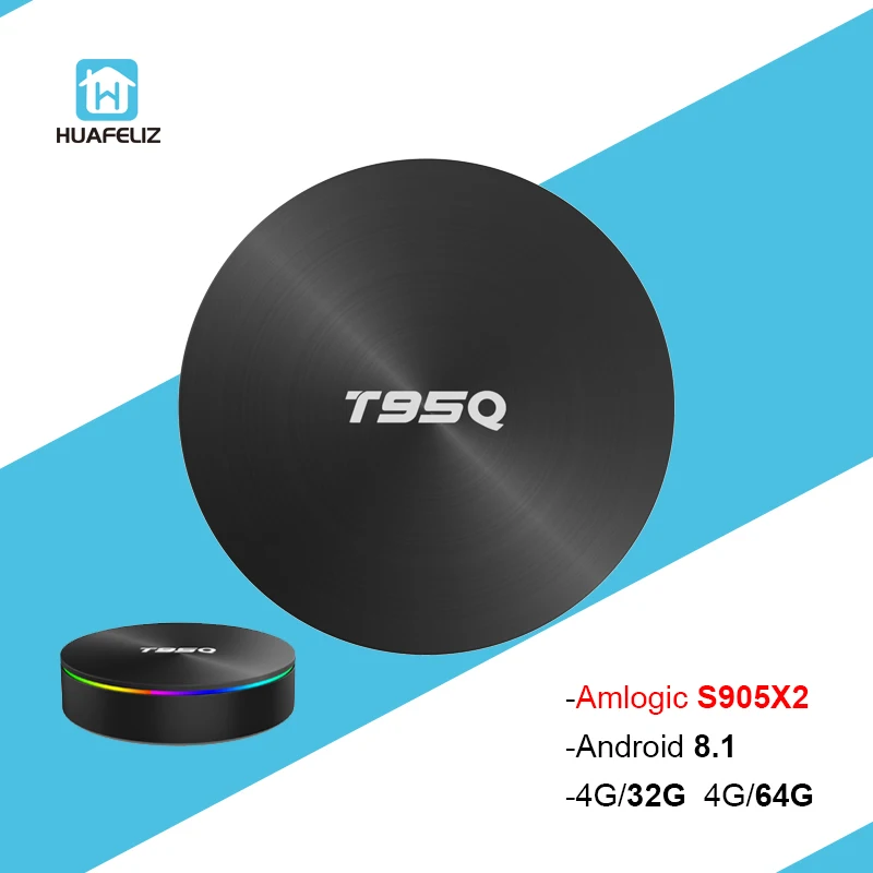 

T95Q Android 9.0 Tv Box 4GB 32GB Amlogic S905X2 Quad Core 2.4/5.8G Wifi BT4.1 100M 4K Media Player 4GB64GB Android Smart tv box