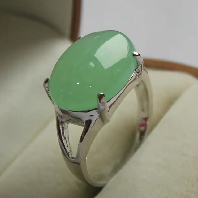 

elegant jewelry lady's favorite light green jade silver plated ring 7/8/9# 5.29