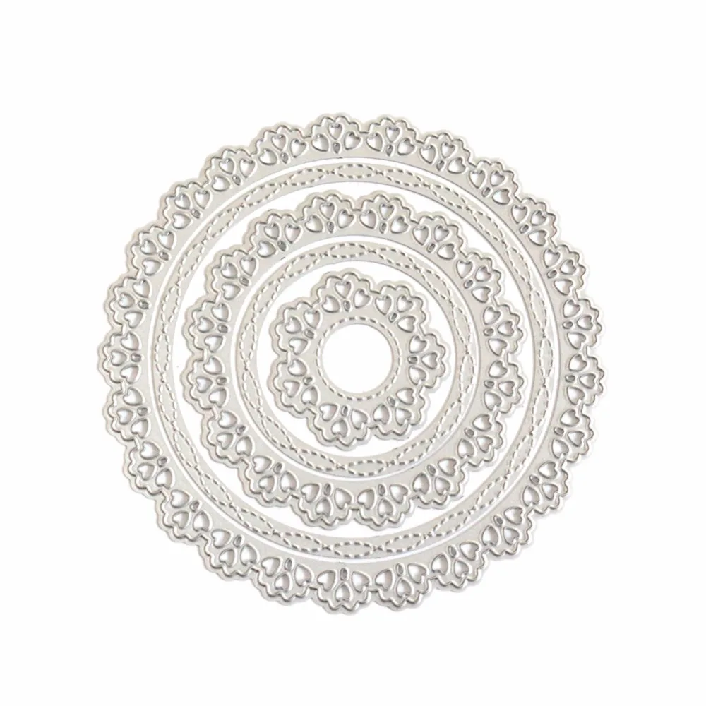 

3pcs Scrapbooking Dies Metal Lace Edge Circle Frames Cutting Dies Craft Embossing Stamp Stencil Paper Card Making Template DIY