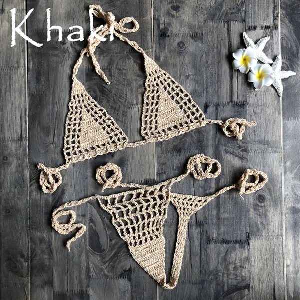 Handmade Crochet Micro Bikini G Thong String Beach Micro Swimwear Sexy ...