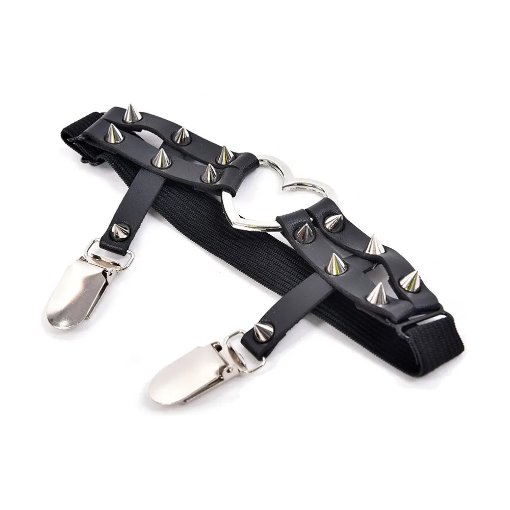 2017 Harajuku Women Punk Leg Ring Thigh Harness Heart Garter Rock Pub Girl Garter Belt Rivets Adjustable Size for women 2017 Harajuku Women Punk Leg Ring Thigh Harness Heart Garter Rock Pub Girl Garter Belt Rivets Adjustable Size for women