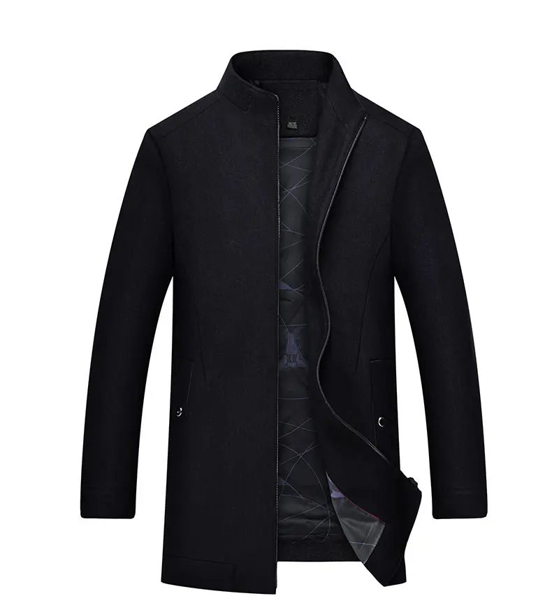 Плюс 8XL 6XL 5XL Брендовые однотонные шерстяные и смешанные мужские куртки с длинными рукавами зимние элегантные мужские пальто Черные Серые теплые куртки мужские