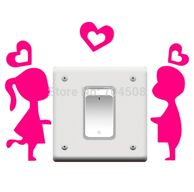 FD838 Boys & Girls Heart Light Switch Funny Wall Decal Vinyl Stickers