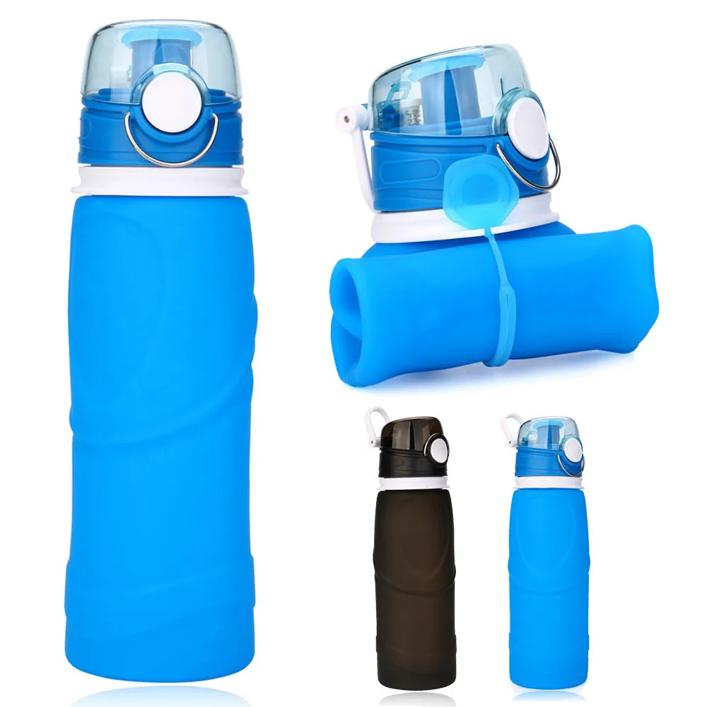 750ml Collapsible Drink Kettle Silicone Sports Foldable Water Bottle