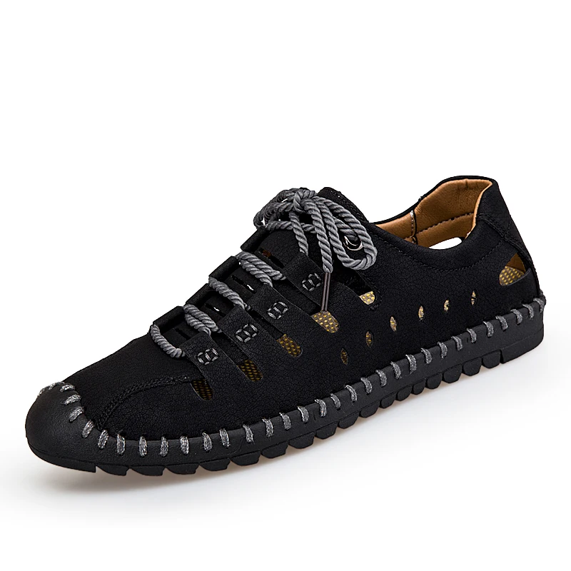 

Hole shoes Leather Casual Men Shoes Fashion Men Flats Round Toe Comfortable Office Men Dress Shoes Size 38-48 Beach shoes 5J821