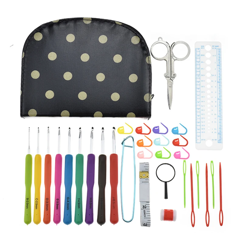 

24pcs Durabe Knitting Needles Croset Stictches Knitting Craft Case Parctical Crochet Tool Set Sewing Kit with Sewing Accessories