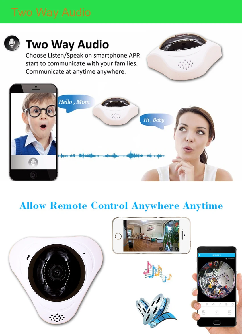 Fisheye IP camera nightvison Microphone