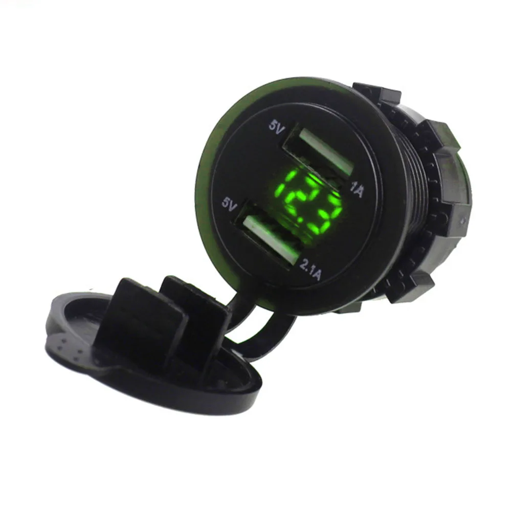 

Car Auto Motorcycle Dual USB Charger LED Voltmeter Cigarette Lighter Dual USB Car Fast Charging PC Charger Multifuctional #816