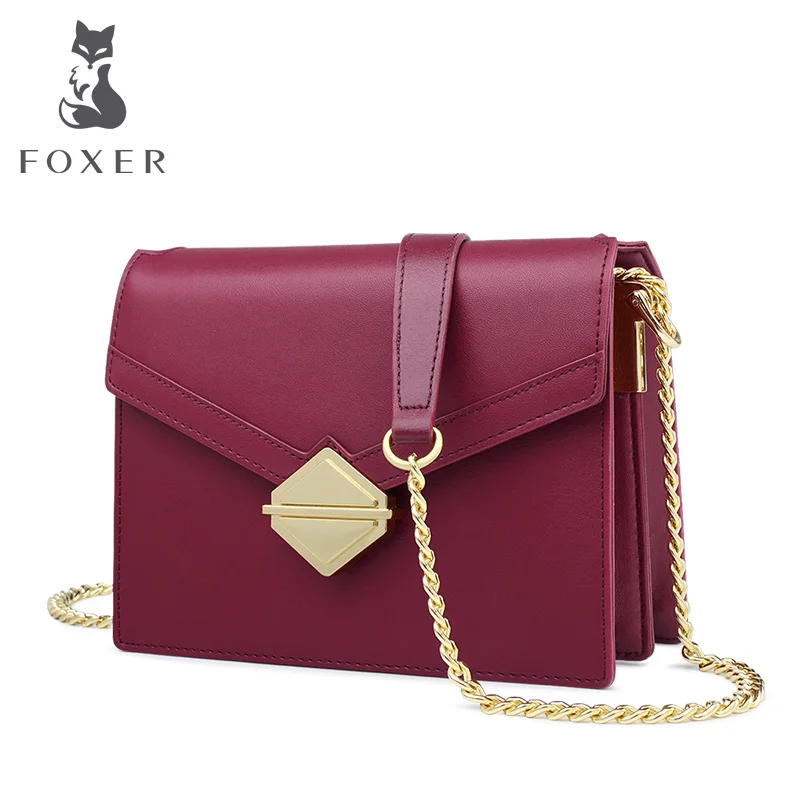 

FOXER Girl Valentine's Day present Split Leather Lady Commuter Style Messenger Bags Female Stylish Shoulder Bags INS Women Bag