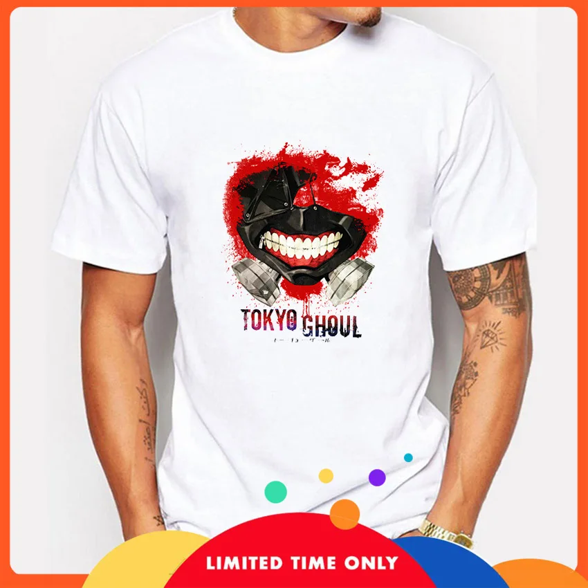 

Tokyo Ghoul Printed T Shirt Japan Animal Print Tops Men Summer White Vogue Clothes Gothic Style Streetwear Satan Aesthetic Tees