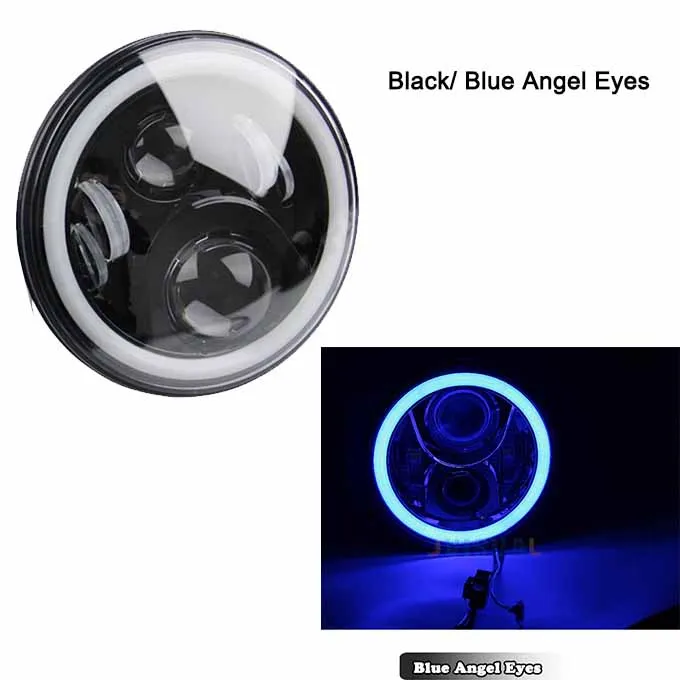 " круглый светодиодный фонарь с DRL угол глаза Halo для Honda CB 400 CB500 1300 Hornet 250 600 900 VTR 250 хром/черный - Цвет: Black Blue Halo