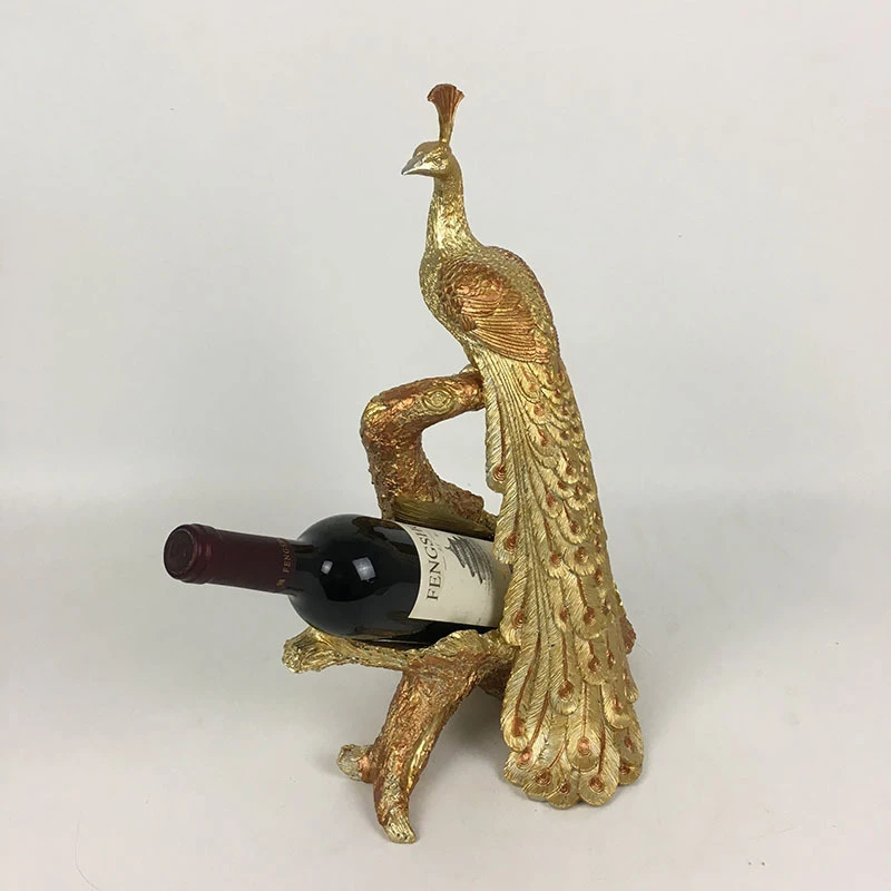 Creative Resin crafts wine rack high end gold peacock red wine rack
