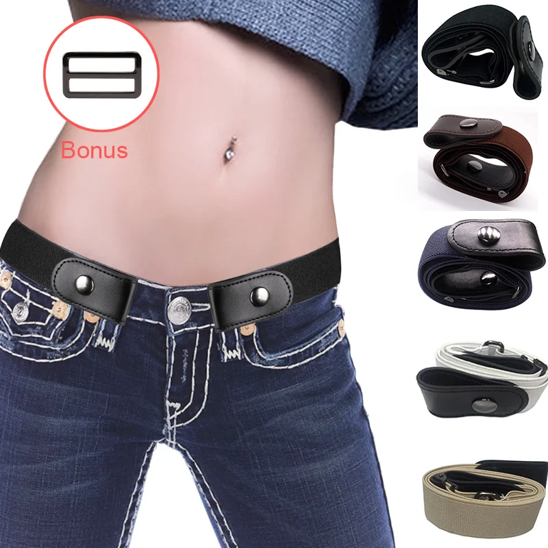 Men Elastic Belt Stretch Invisible Waist Belt Women Adjustable Free Security Check Shirt Stay Black Plastic Buckle Waistband mens fashion belts