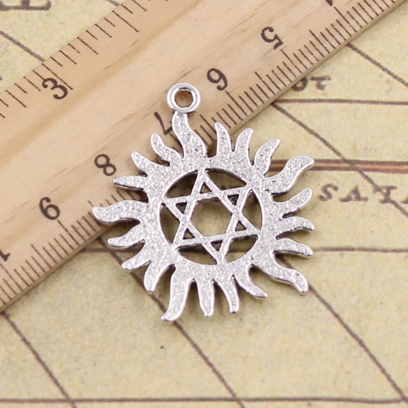 8 шт. Подвески Sun Star Of David Hexagram 34x31 мм античные серебряные цветные Сделай Сам
