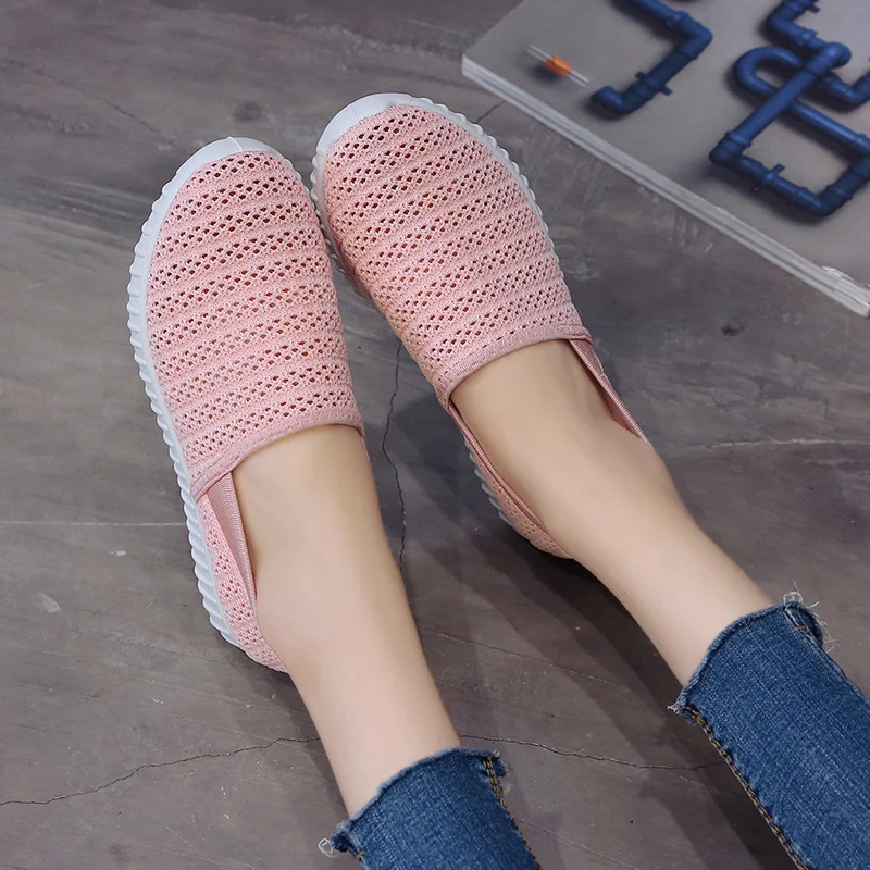 

LASPERAL Women Vulcanized Shoes Spring Slip On Mesh Sneakers Shallow Loafers Breathable Soft Hollow Out Female Casual Flats