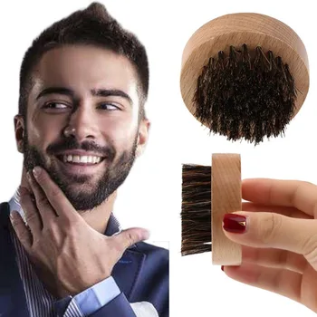 

Men Wood+Boar Hair Round Beard Brush Facial Hair Comb for Mustache Conditioning Styling And Maintenance