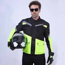 SCOYCO мотоциклетная куртка летняя дышащая мужская мотоциклетная куртка Светоотражающая куртка мотоциклетная с протекторами туристическая Мото куртка jk48x