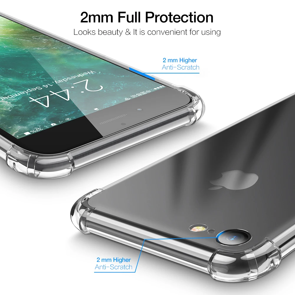 Kisscase противоударный чехол на айфон 7 8 Plus X XS Max XR мягкий прозрачный силиконовый из