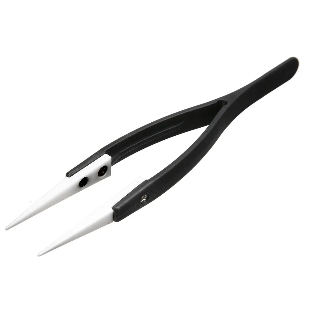 1pc New Fine Pointed Tips Plastic Tweezer Ceramic Tipped 130x10mm For