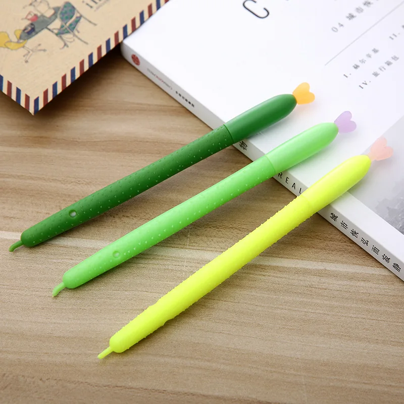 

3 PCs Korea New Student Gift Learning Stationery Creative Cucumber Flower Black Gel Office Pen Custom