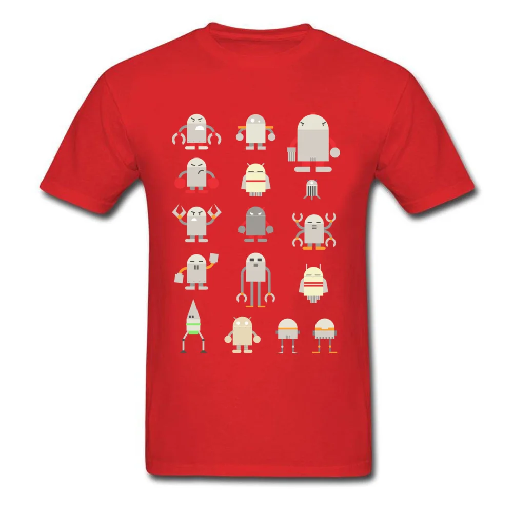micro-bots Cotton Fabric Men Short Sleeve Tops Shirt Normal Summer/Autumn T Shirt Geek Tee-Shirt New Arrival Round Collar micro-bots red