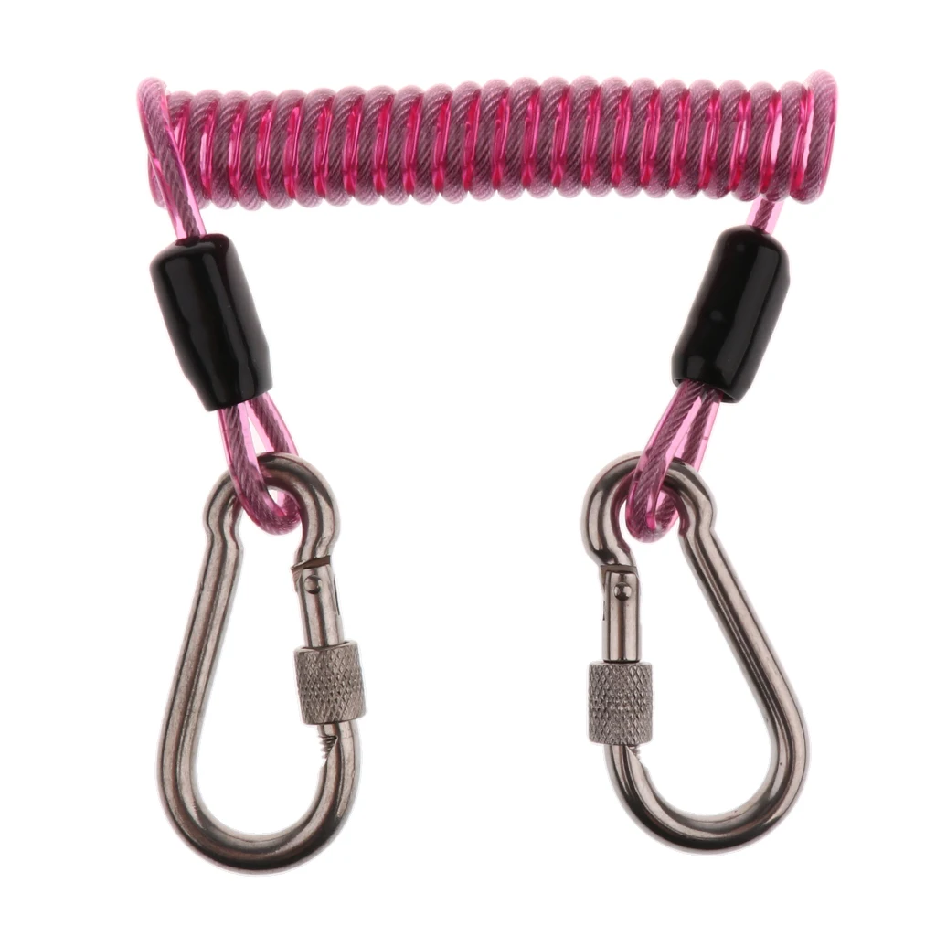 Stainless Steel Spiral Coil Lanyard Scuba Diving Underwater Emergency Carabiner Accessories for Diving Outdoor Climbing Colorful
