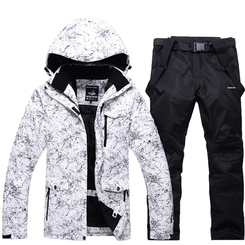 Комплекты для сноубординга для женщин и мужчин, профессиональные лыжные костюмы, теплая ветрозащитная Водонепроницаемая лыжная куртка+ штаны, зимняя одежда для улицы - Цвет: color 5