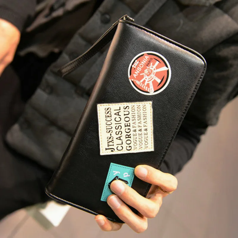 

Leather Men Wallets Genuine Leather Long Purse for Men for WomenRFID Zipper Large Capacity Card Holder Purse