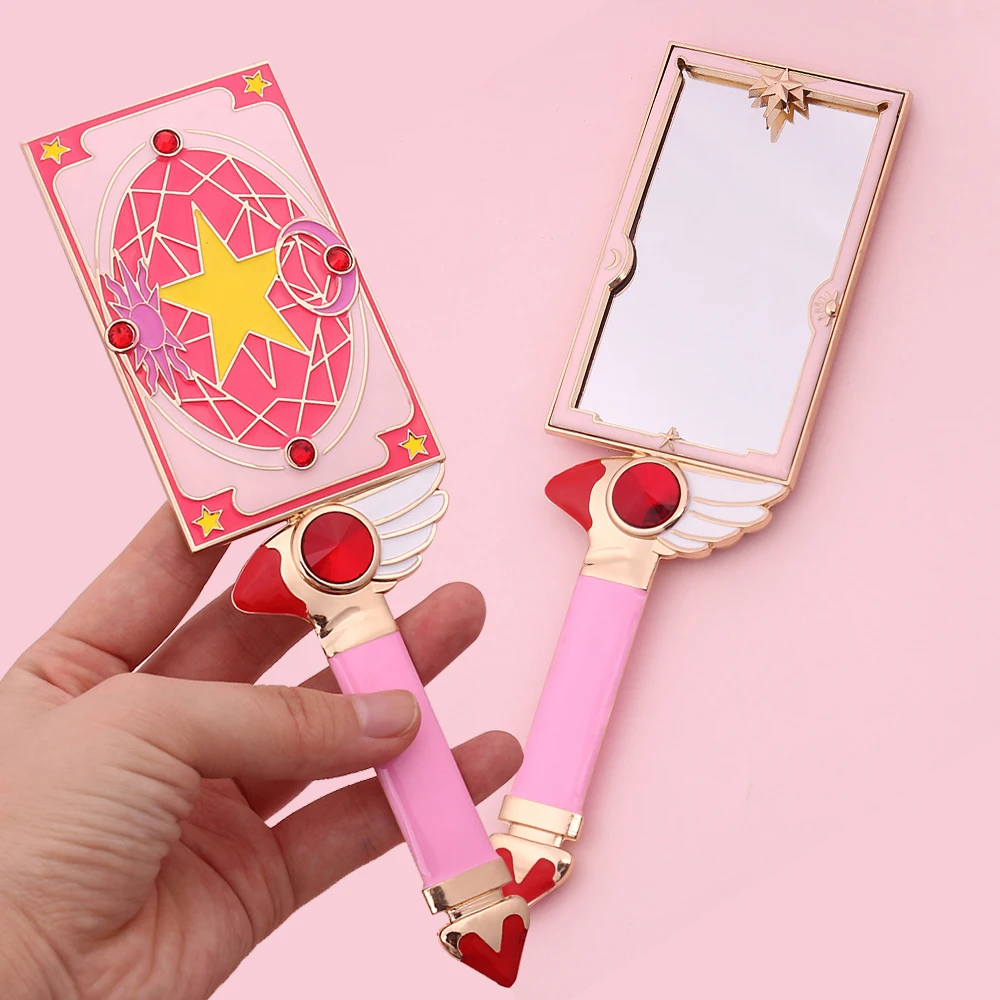 

Cute Ladies Square Makeup Hand Hold Mirror Princess Lady Cardcaptor Sakura Card Bird Head Makeup Beauty Mirror Dresser Gift