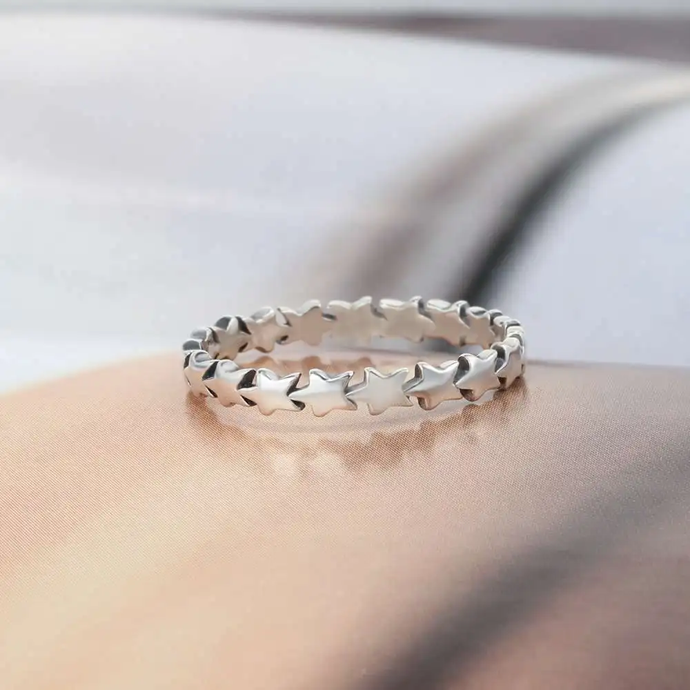 Fashion OL Style Star Shape Finger Ring Genuine 925 Sterling Silver Rings For Women Party Gifts Jewelry (JewelOra RI102869)