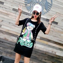 Тайская брендовая Весенняя Новинка года; свободная Корейская футболка с короткими рукавами и изображением медведя для школьниц; ulzzang Wild