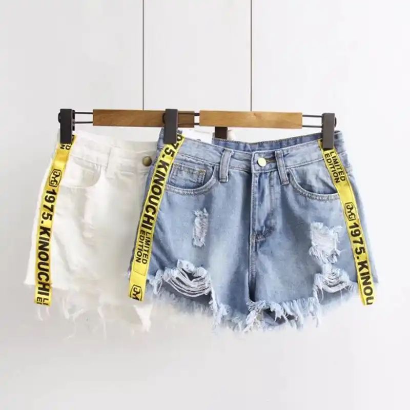 high waisted yellow denim shorts