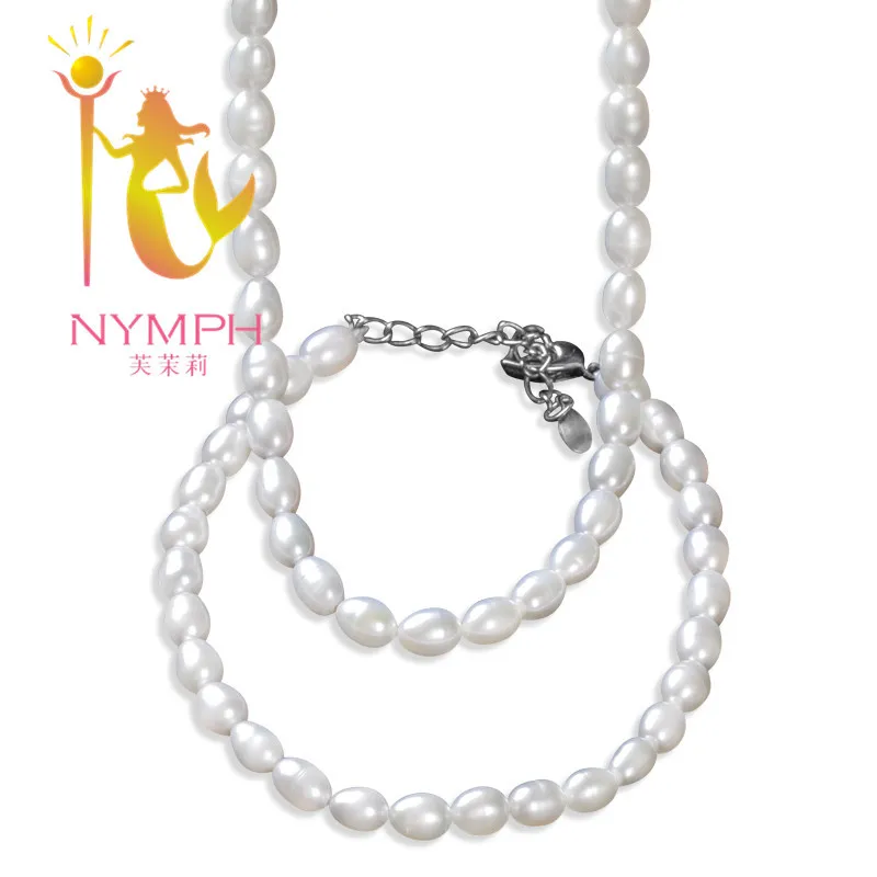 

NYMPH Pearl Jewelry Set Fine Pearl Jewelry Pearl Jewelry Sets For Women Necklace/Bracelet NYLZ1002
