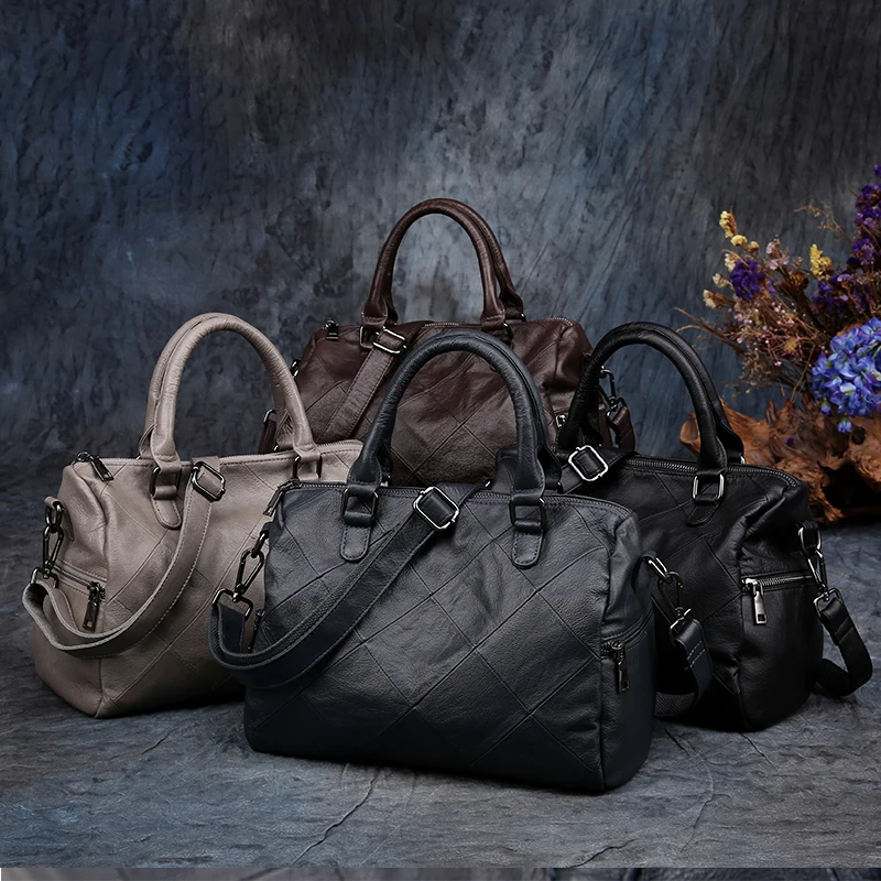 Высший Сорт Настоящая коровья кожа женская сумка Бостонская сумка высокого качества дизайнерская Роскошная брендовая Бостонская сумка на плечо Сумочка для женщин, на каждый день