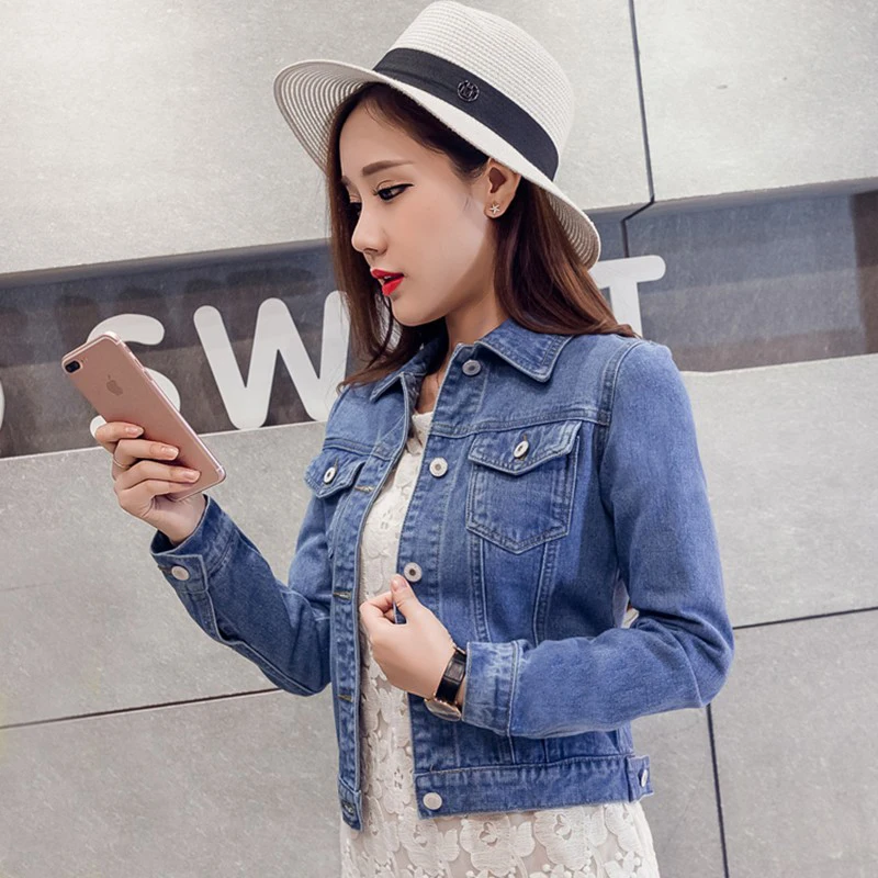 Fashion Jeans Jacket Women 2019 New Arrival Spring Autumn Hand Brush Long Sleeve Stretch Short Denim Jacket Coat  xy884