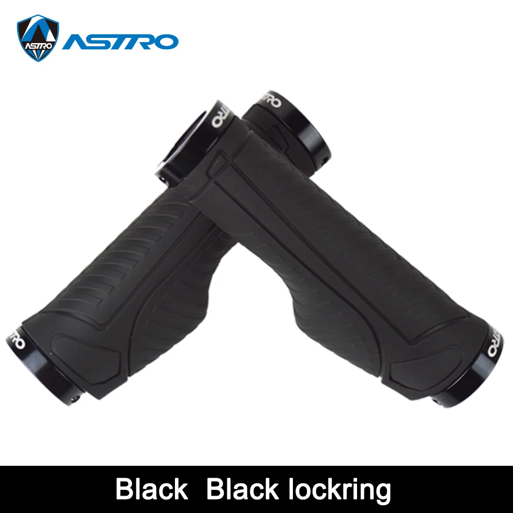 Astro G120 велосипедные ручки, эргономичный конец, крепкое крепление, оба конца, замок, ручка, руль, 6 цветов, тон, держатель, MTB, для езды на велосипеде, для рук - Цвет: Black Black lockring