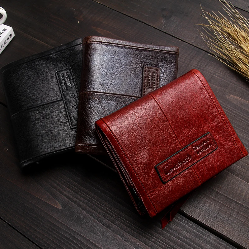 Contact'S Fashion Genuine Leather Women Wallet Small Standard Wallets Coin Bag Brand Design Lady Purse Card Holders Red Brown