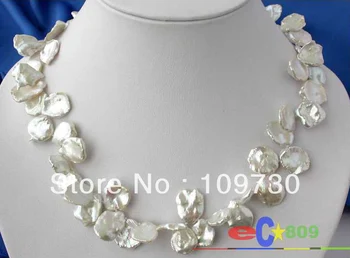 

Jewelry 008346 HUGE 17" FOLIAGE WHITE KESHI REBORN PEARL NECKLACE