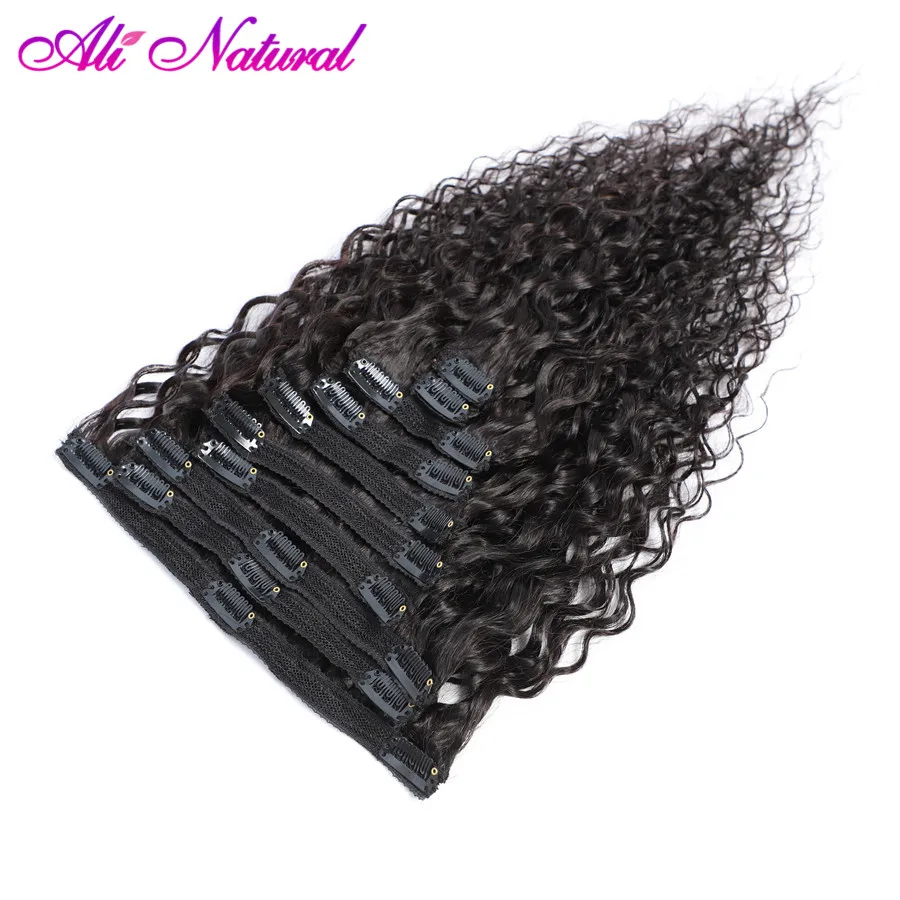 

Brazilian Clip In Human Hair Extensions Deep Wave 120g/set 10Pcs Natural Black Color Non Remy 100% Human Hair Free Shipping