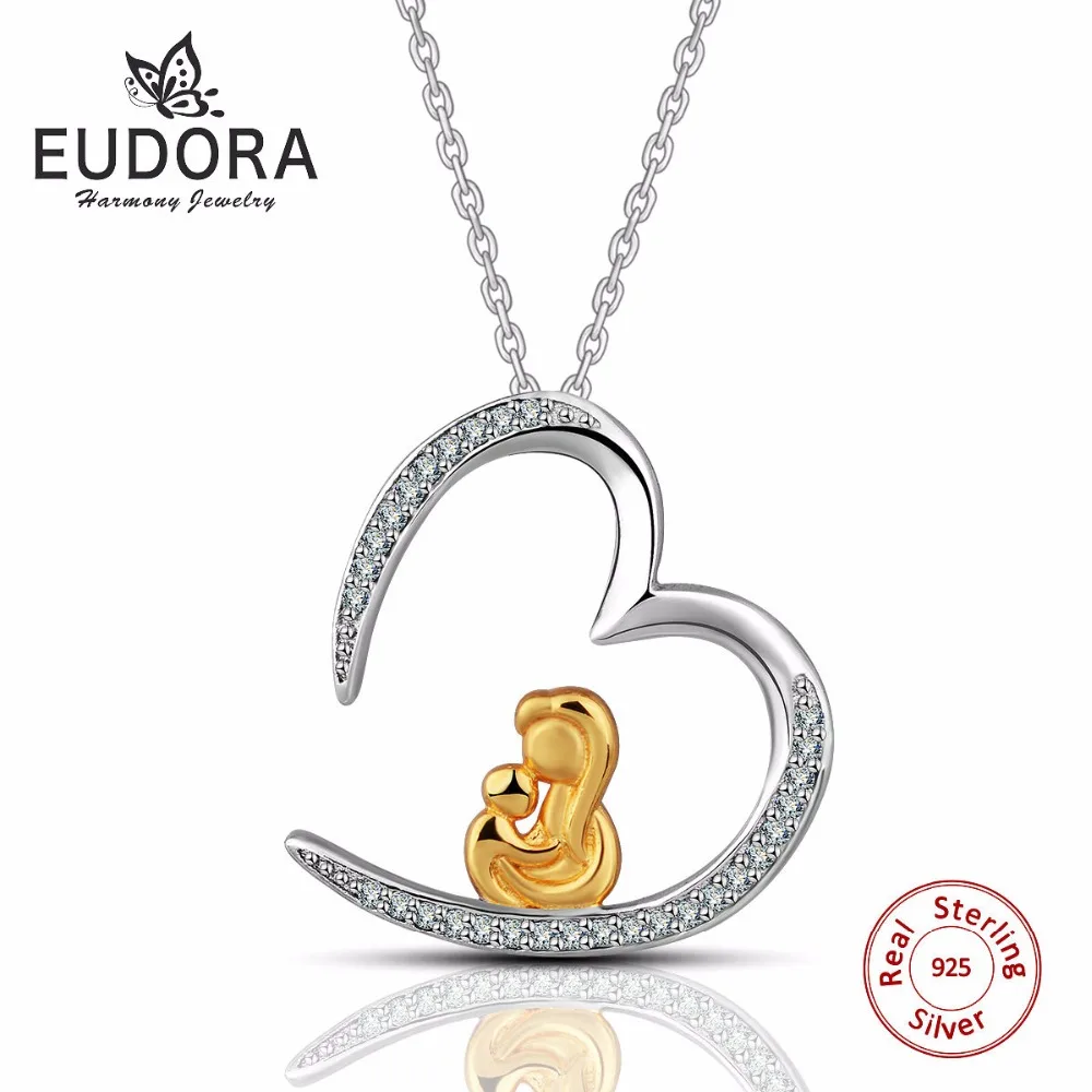 Eudora подлинное серебро 925 пробы золотой цвет мама держит ребенка любящая