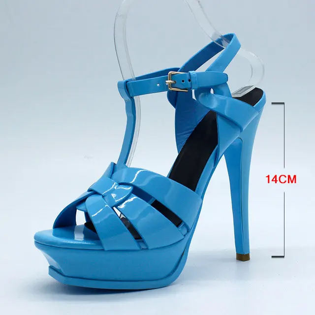 KemeKiss/ ; качественные босоножки из натуральной кожи на высоком каблуке; женская пикантная обувь; модная женская обувь; горячая распродажа; 33-40; R4425 - Цвет: tian kan se