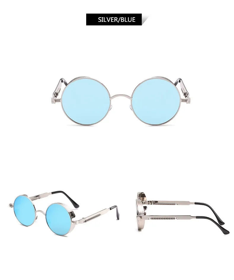Ретро круглые металлические стимпанк Солнцезащитные очки для мужчин и женщин модные очки Брендовые дизайнерские Винтажные Солнцезащитные очки высокое качество UV400 очки