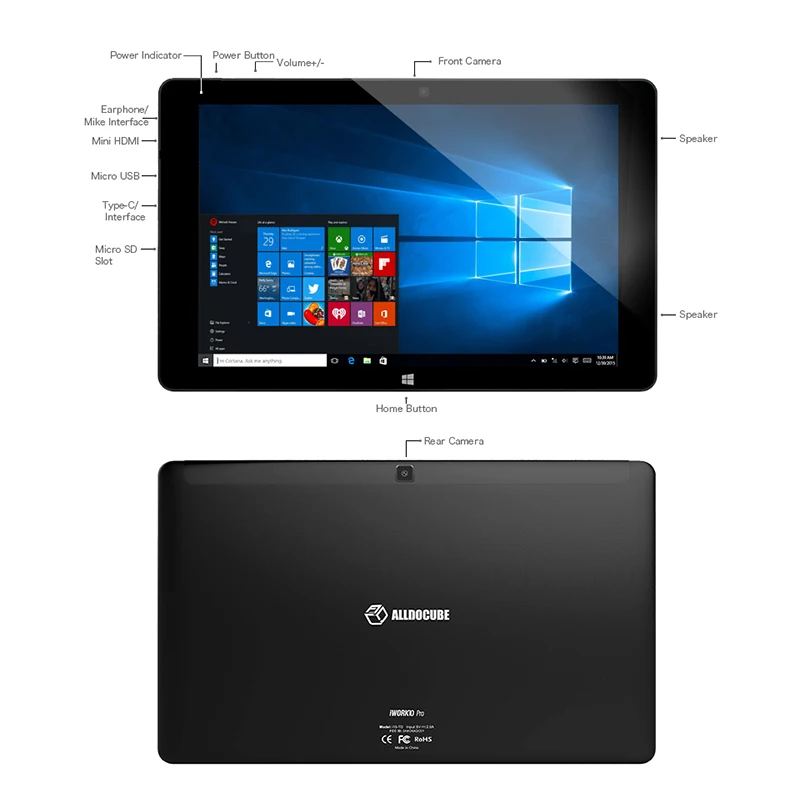 Best ALLDOCUBE 10.1" iwork10 Pro  Windows10+Android5.1 Intel Atom x5-Z8350 4GB RAM 64GB ROM Tablet PC HDMI Dock Keyboard IPS1920*1200 10