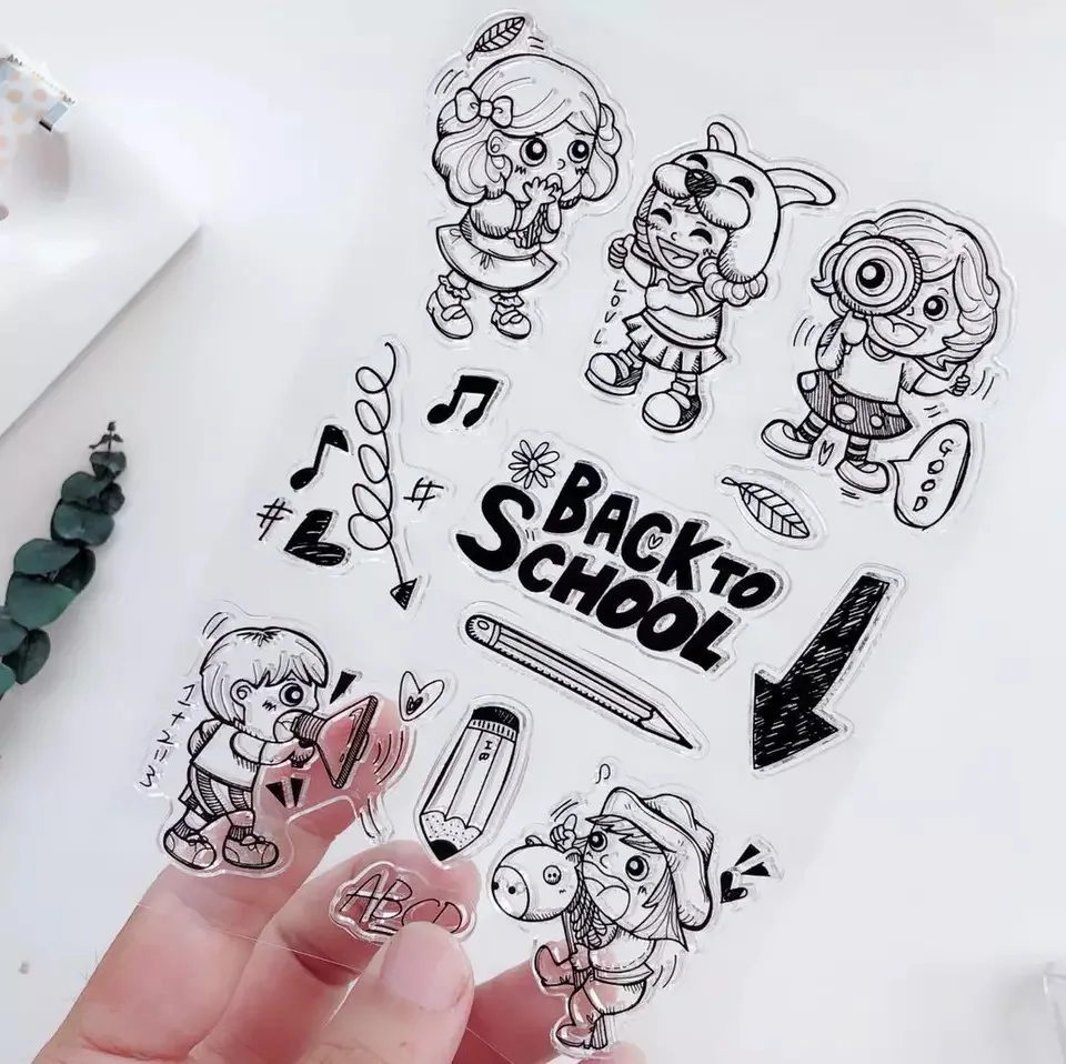 

Back to school Transparent Clear Silicone Stamp/Seal for DIY scrapbooking/photo album Decorative clear stamp sheets