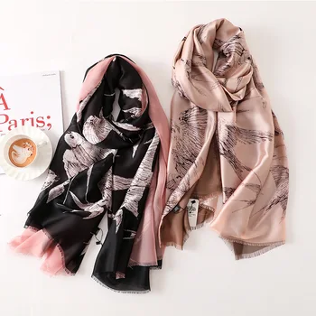 

lady Scarf Fashion Silk Two sidesScarf gradient Women winter warm Scarves Women Shawl High Quality Swallow Print Hijab shawl