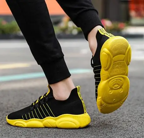 

2019 summer New men fashion flyknit mesh Breathable little bear street trend sport casual shoes man sneakers