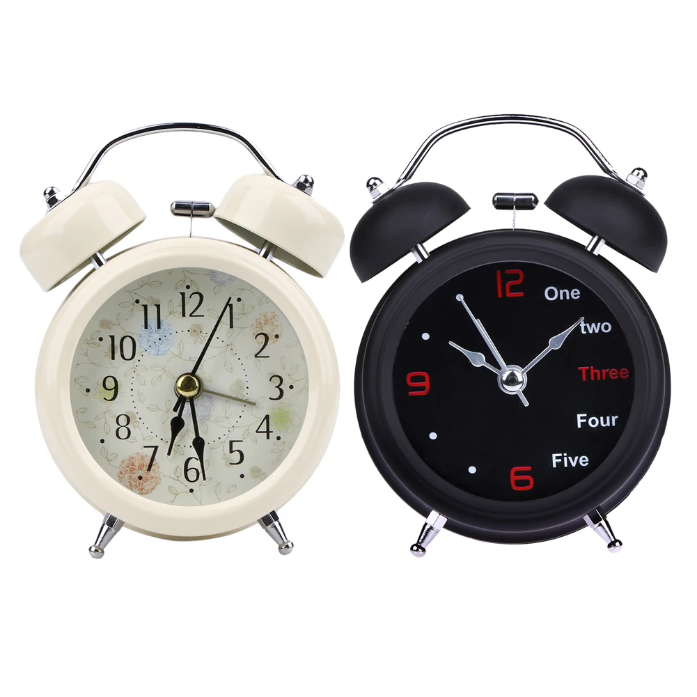 

Retro Double Bells Ringing Alarm Clocks Vintage Manual Mechanical Alarm Clocks Besdide Metal Movement Home Decor Desktop Clocks